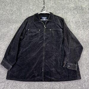 Newton Trading Co Jacket Womens 18-20 Black Corduroy Full Zip Mid Length Casual